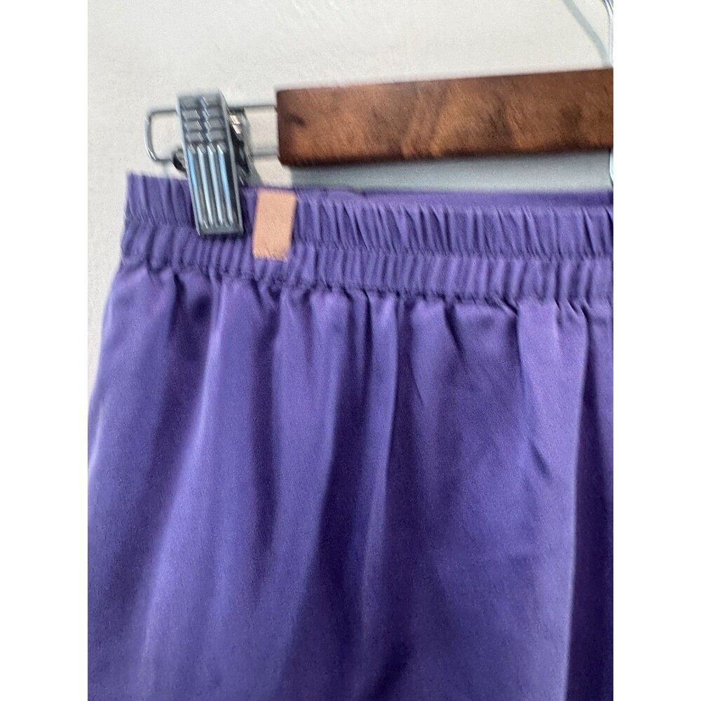 Lunya Washable Silk Satin Tulip Ruffle Overlay Lounge Pajama Shorts Purple Small - Picture 5 of 7